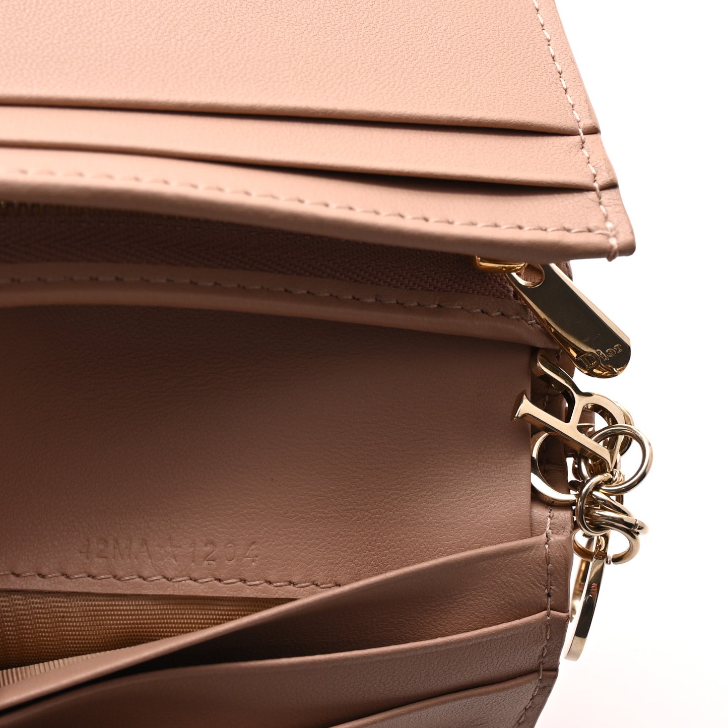 Calfskin Cannage Mini Lady Dior Wallet Fard