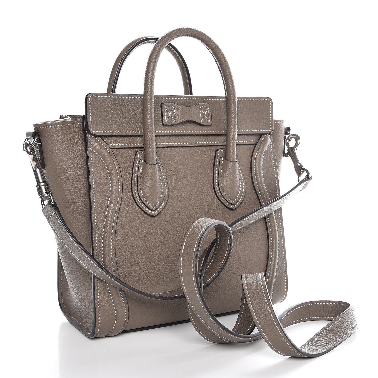 Celine Drummed Calfskin Nano Luggage Souris 4 of 8