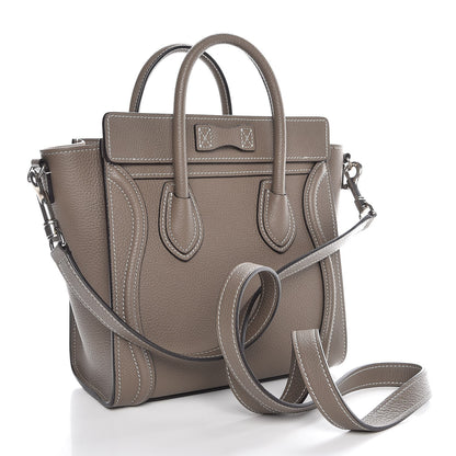 Celine Drummed Calfskin Nano Luggage Souris 4 of 8