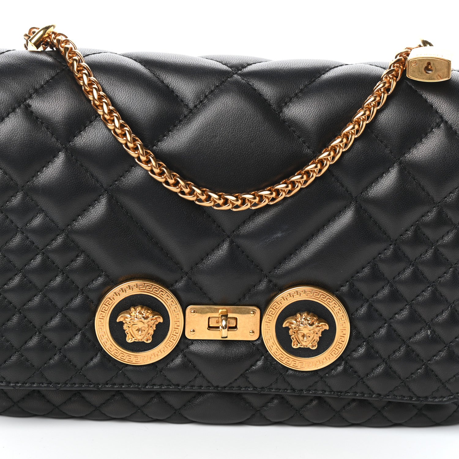 Versace Nappa Quilted Icon Shoulder Bag Black 6 of 6