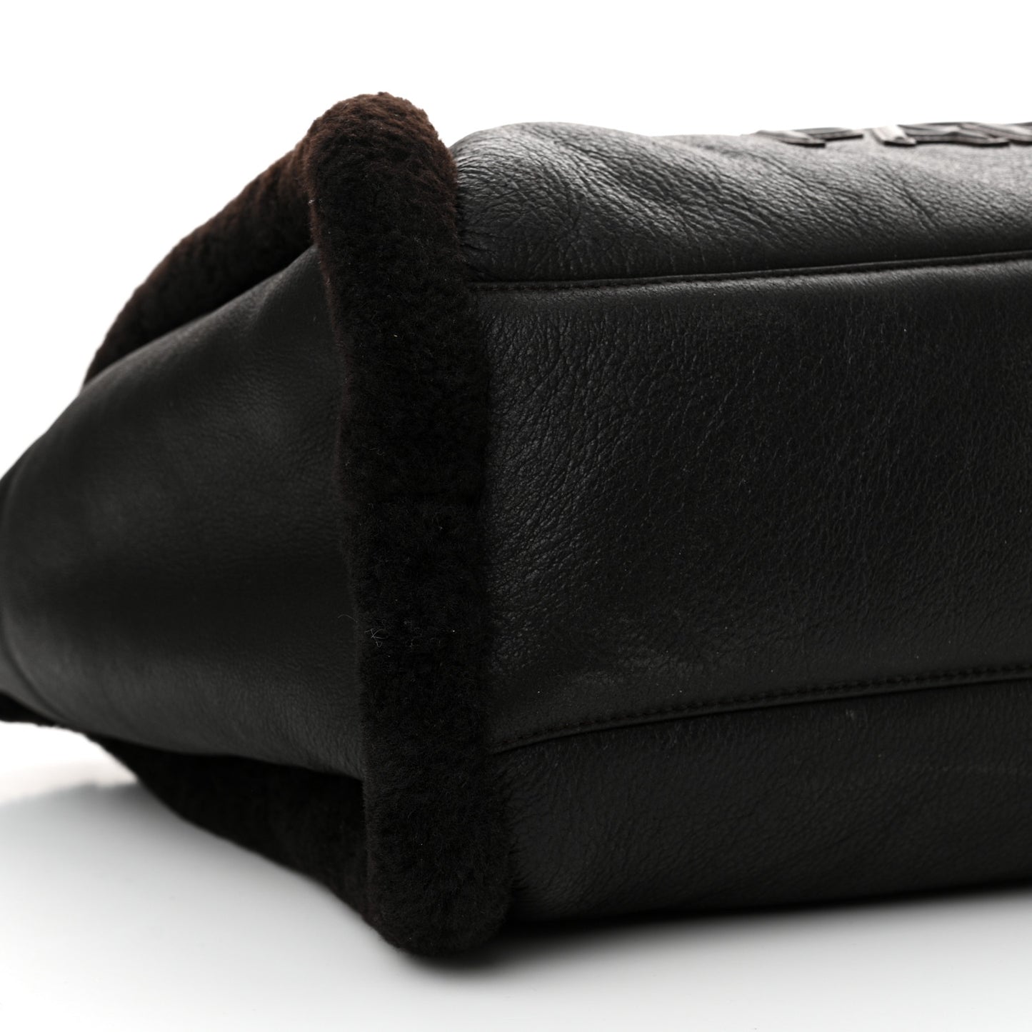 Lambskin Shearling Medium Deauville Tote Dark Brown