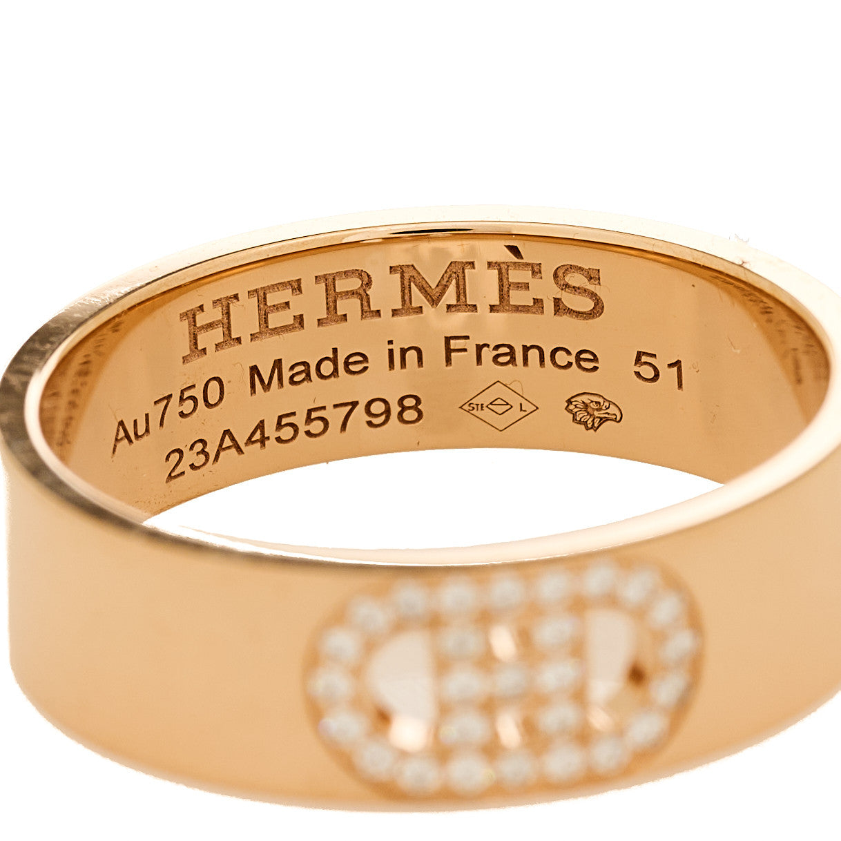 18K Rose Gold Diamond PM H D'Ancre Ring 51 5.75