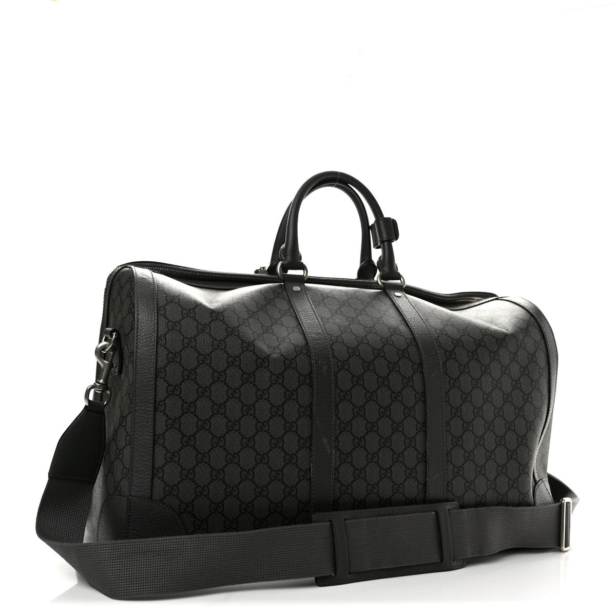 Gucci GG Supreme Monogram Textured Dollar Calfskin Large Savoy Duffle Bag Grey Black Graphite Grey 2 of 9