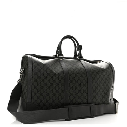 Gucci GG Supreme Monogram Textured Dollar Calfskin Large Savoy Duffle Bag Grey Black Graphite Grey 2 of 9