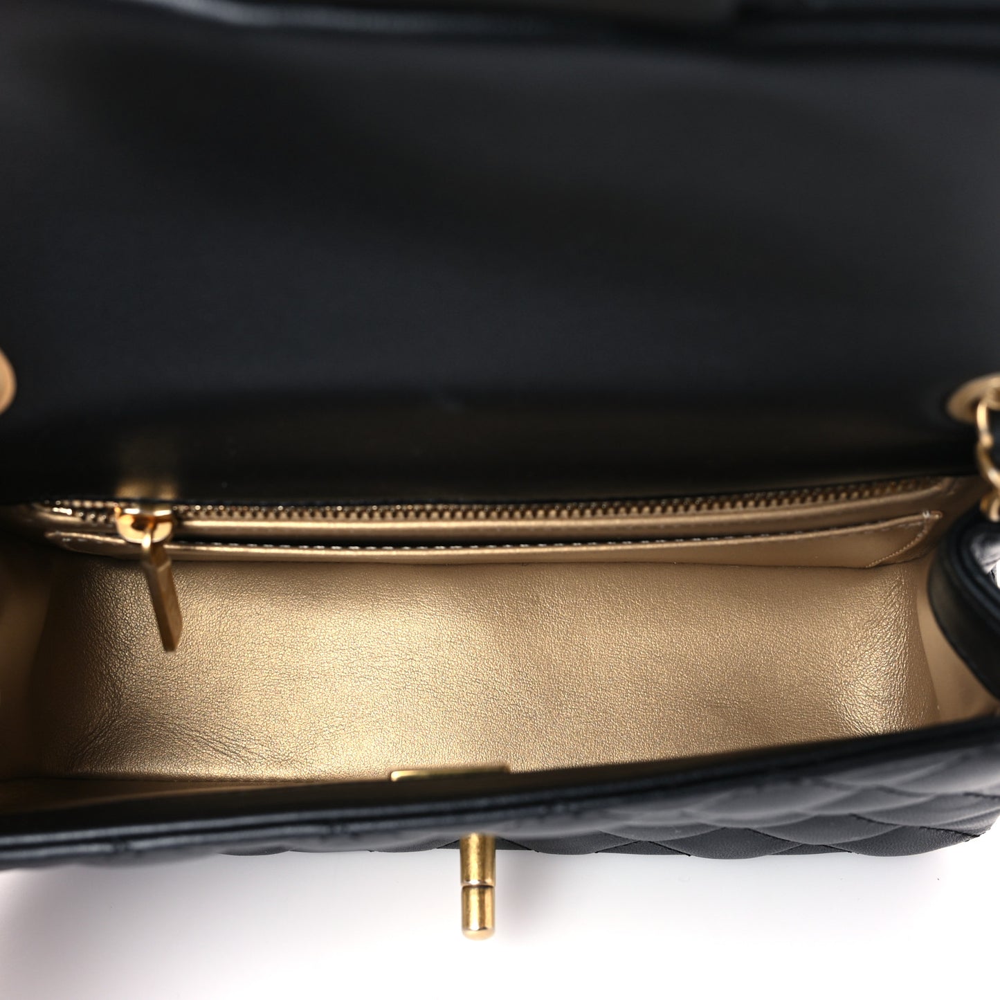 Lambskin Quilted Mini Rectangular Pearl Crush Flap Black