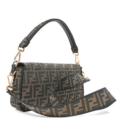 Fendi Fabric Jacquard FF 1974 Medium Baguette Tobacco Moro Black 3 of 11