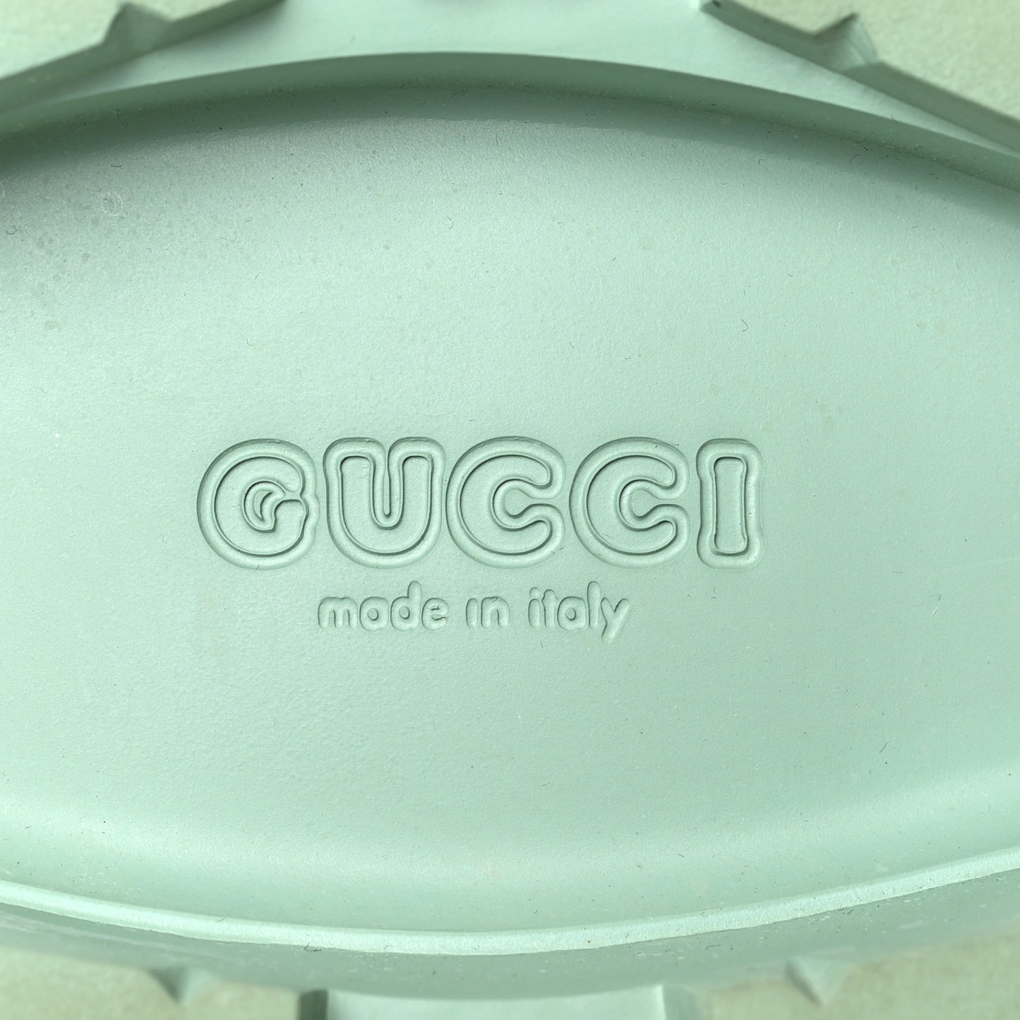 Rubber GG Monogram Perforated Elea Platform 55mm Lug Sole Sandals 38 Pacific Green