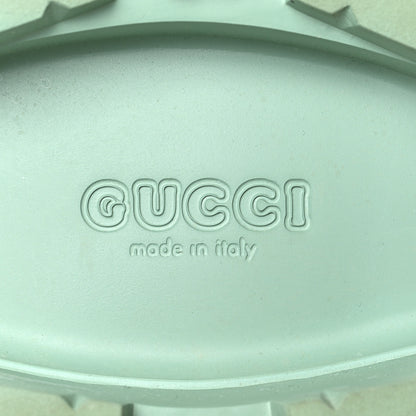Gucci Rubber GG Monogram Perforated Elea Platform 55mm Lug Sole Sandals 38 Pacific Green 7 of 11