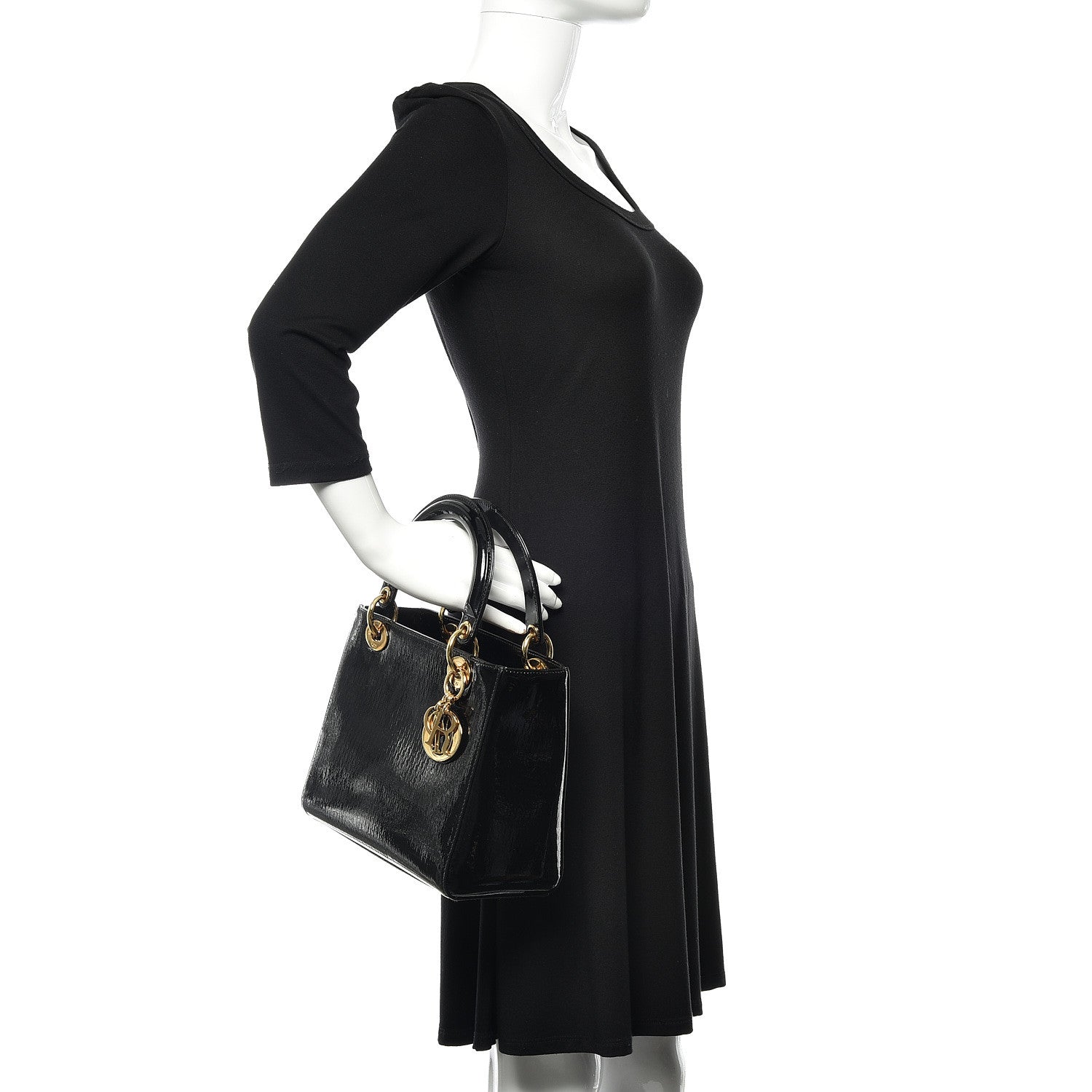 Christian Dior Patent Diorissimo Medium Lady Dior Black 2 of 9