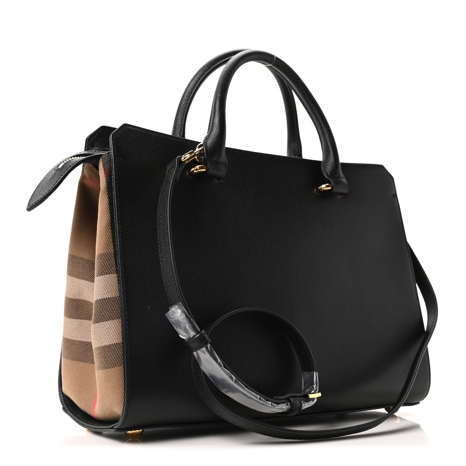 Burberry Calfskin Mega Check Small Banwell Tote Black 3 of 10