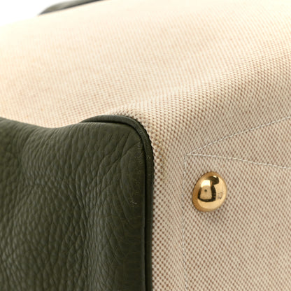 Hermes Toile Taurillon Clemence Victoria II 43 Ecru Vert Olive 12 of 14