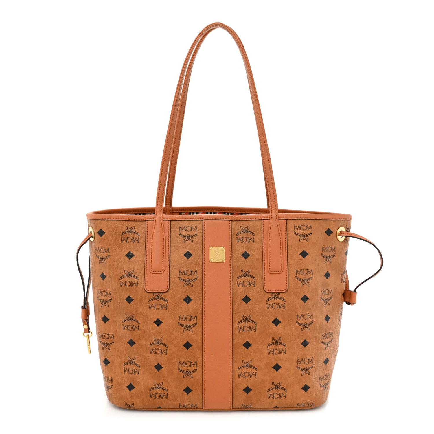 MCM Visetos Liz Reversible Shopper Tote Cognac 1 of 14