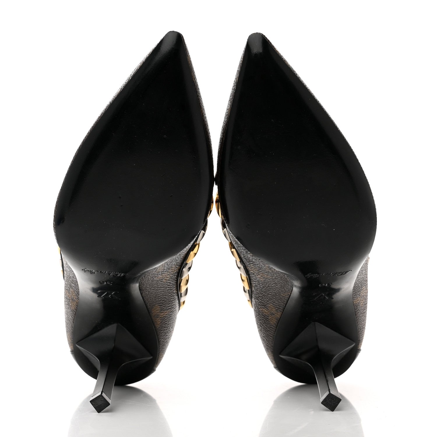 Louis Vuitton Calfskin Monogram Eldorado Pumps 36 Cacao 5 of 7