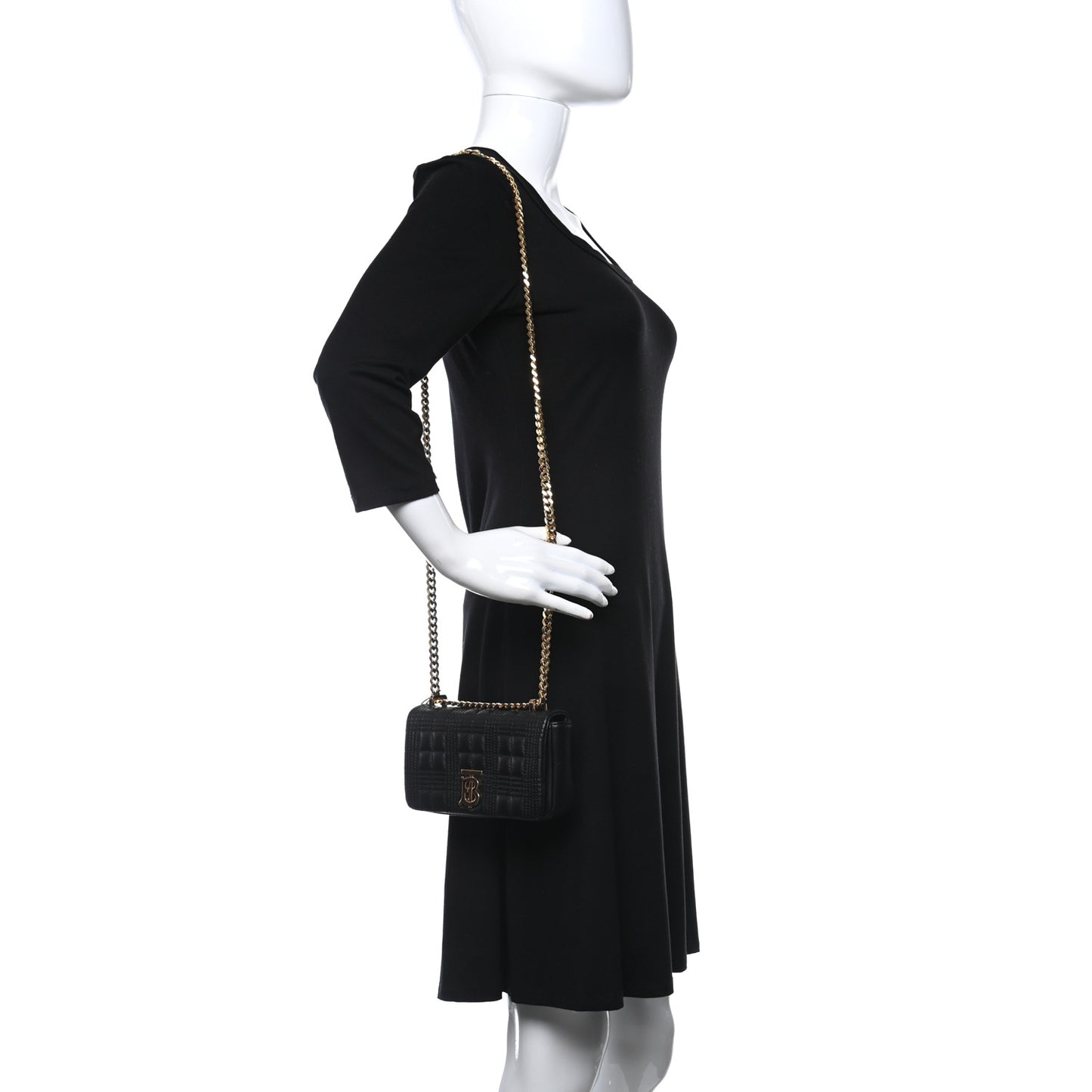 Grainy Calfskin Quilted Mini Lola Bag Black