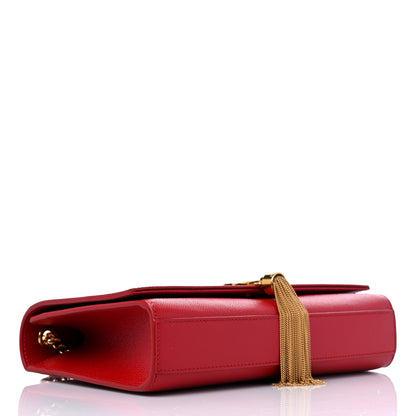 Saint Laurent Grain De Poudre Medium Classic Monogram Kate Tassel Satchel Red 4 of 9