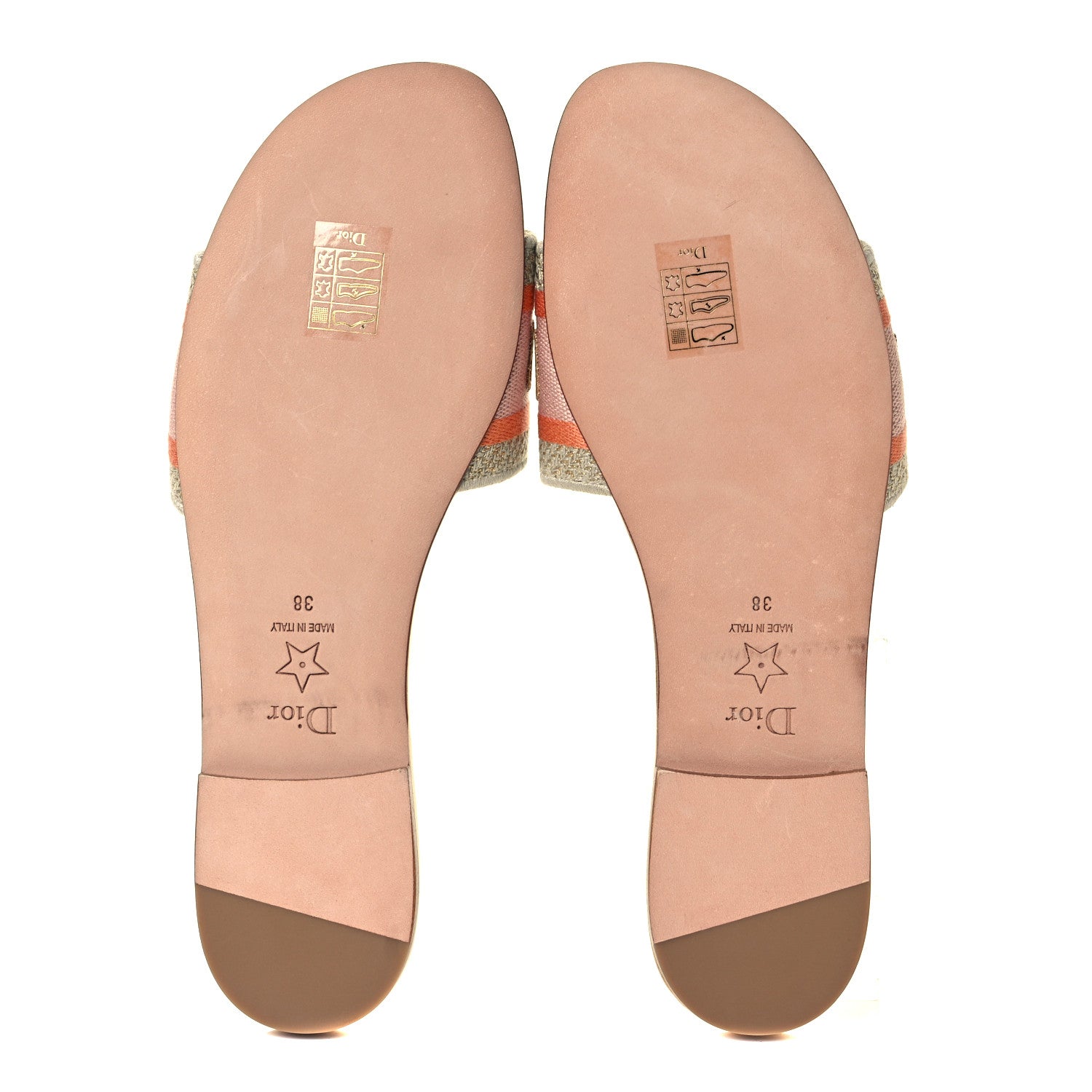 Christian Dior Canvas Lurex Embroidered Dway Flat Slide Sandals 38 Platinum 5 of 8