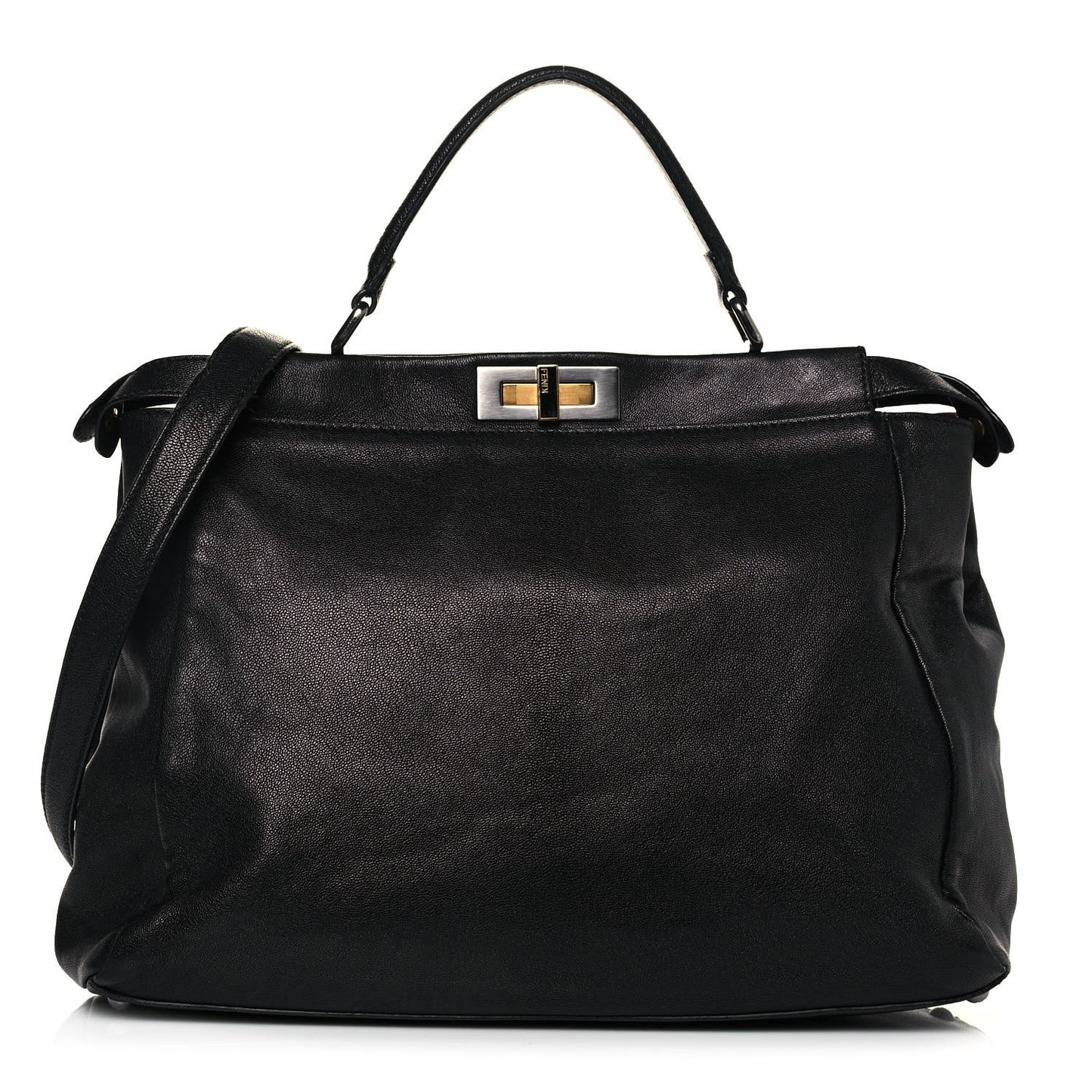 Goatskin Large Peekaboo Iconic Satchel Black Lampone