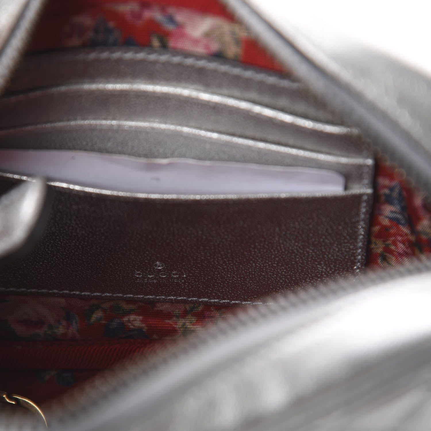 Gucci Laminated Nappa Web Trapuntata Mini GG Shoulder Bag Argento 7 of 7