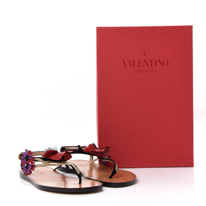 Valentino Garavani Suede Calfskin Slingback Flat Thong Sandals 36 Black 10 of 10