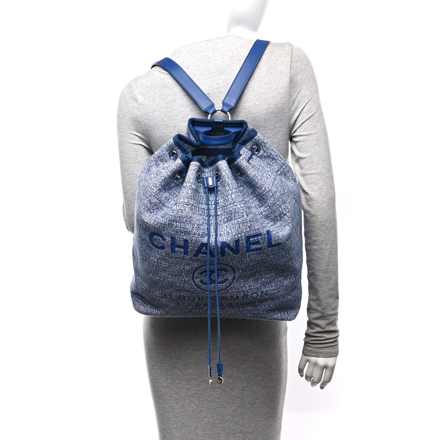 Chanel Canvas Large Deauville Backpack Blue 2 of 10