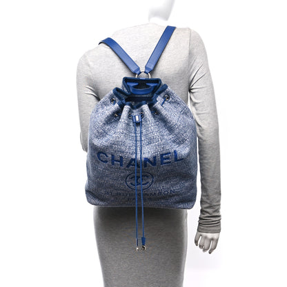 Chanel Canvas Large Deauville Backpack Blue 2 of 10