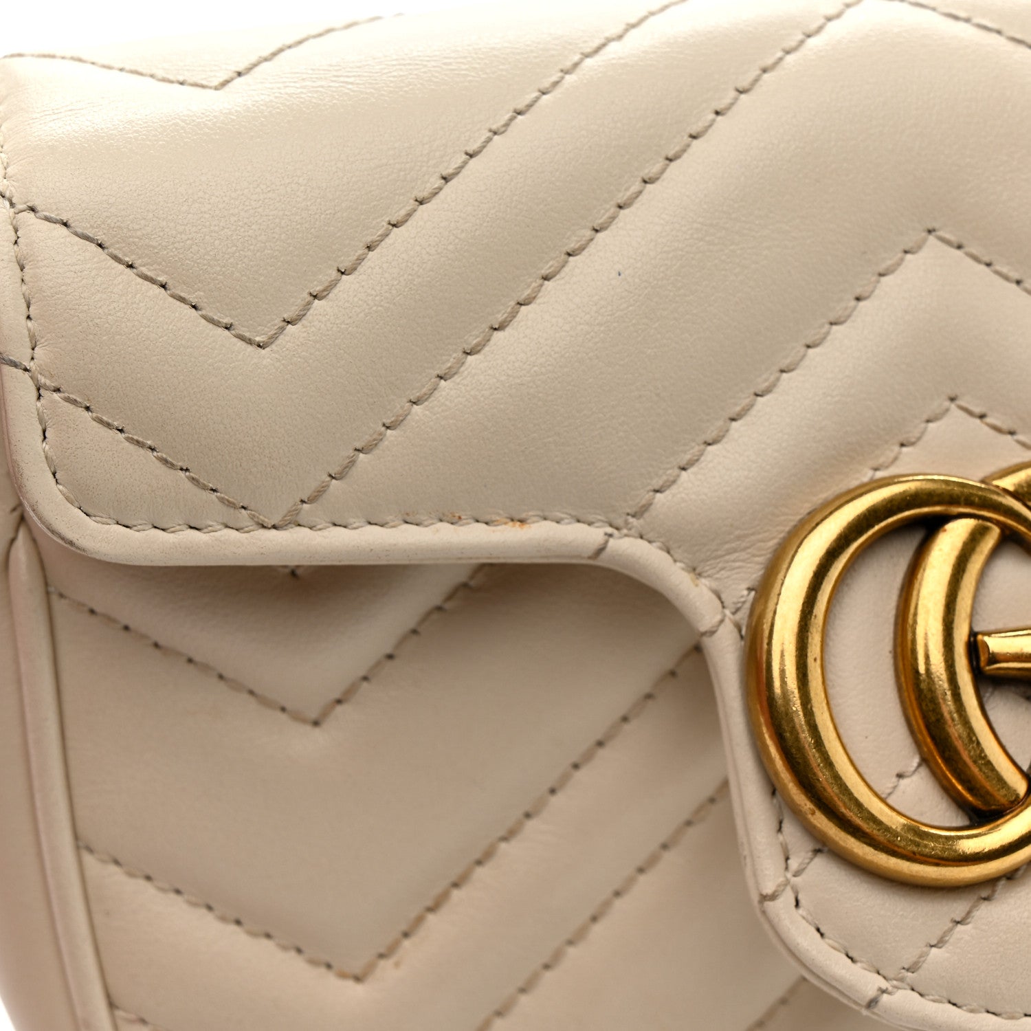 Gucci Calfskin Matelasse Super Mini GG Marmont Shoulder Bag White 13 of 13