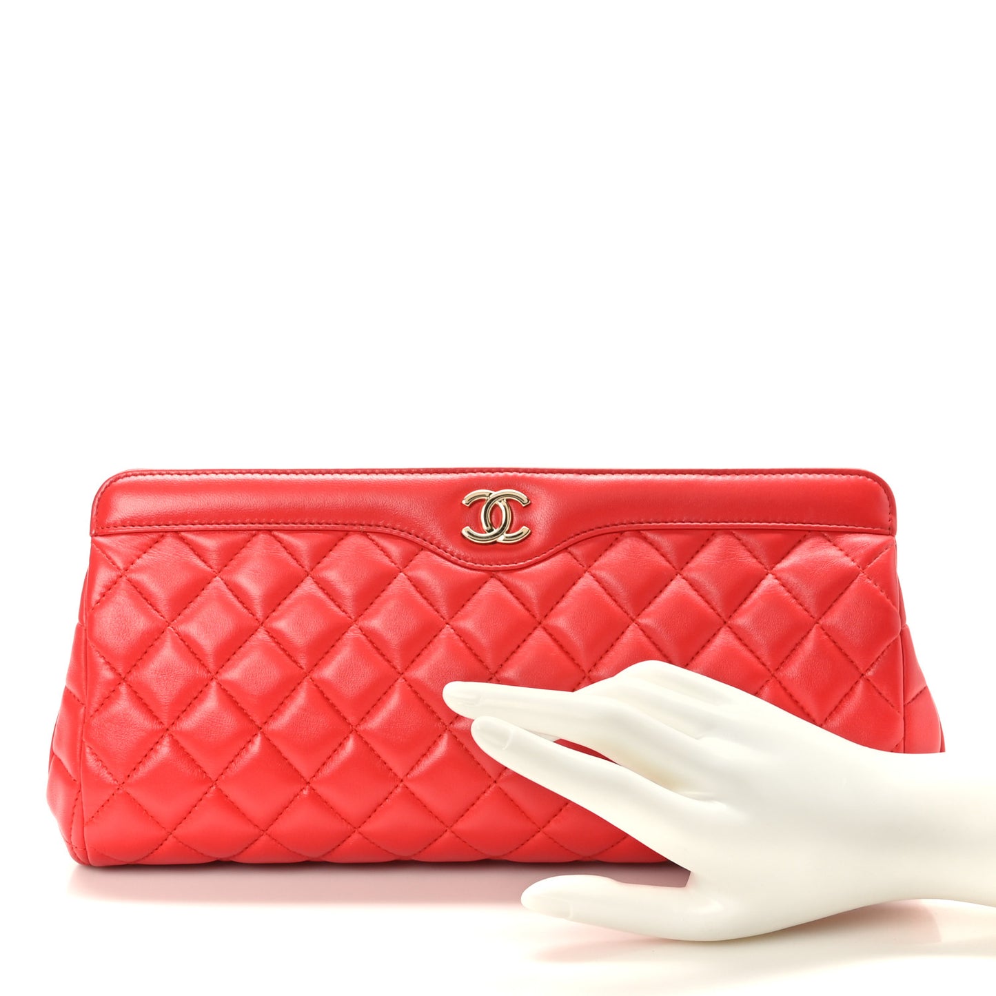 Lambskin Quilted Clutch Red