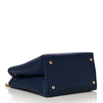 Chanel Grained Calfskin Stitched Small Drawstring Bag Navy 4 of 11