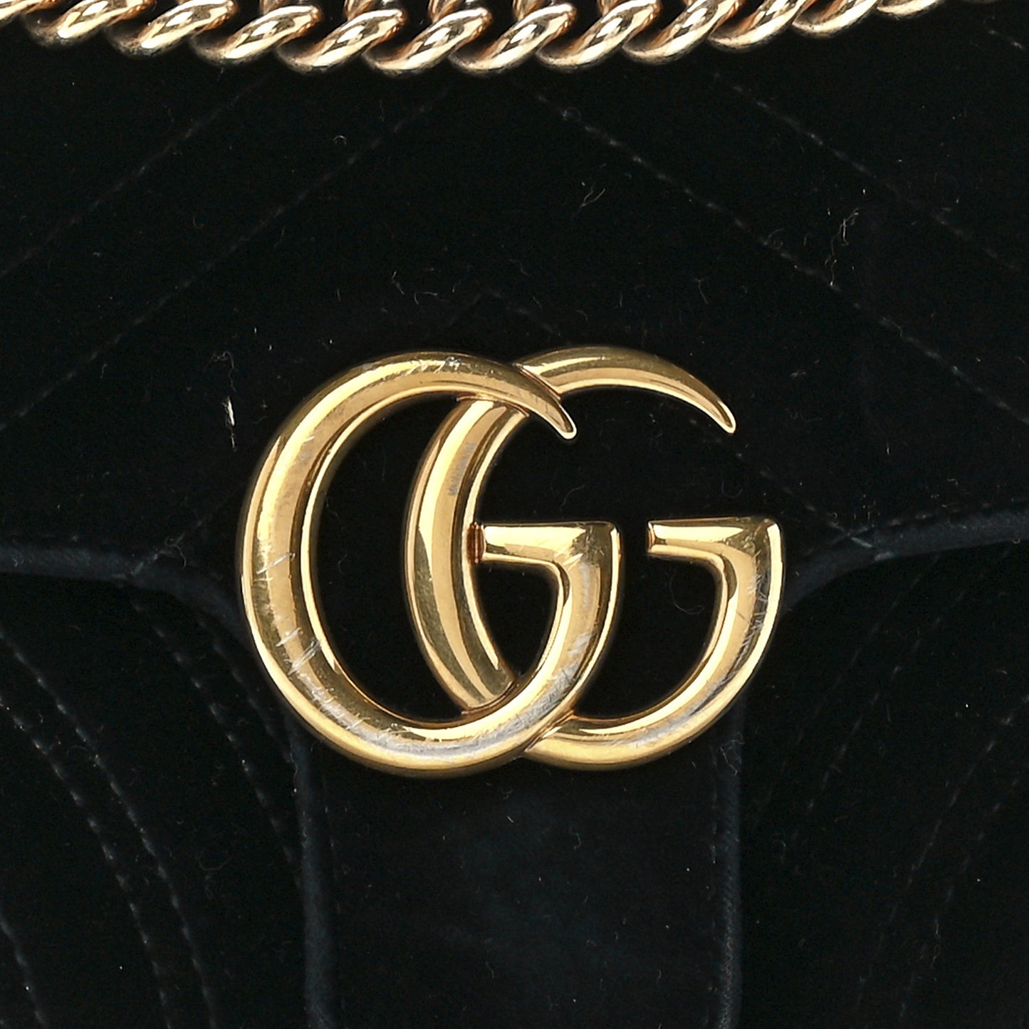 Velvet Matelasse Mini GG Marmont Shoulder Bag Black