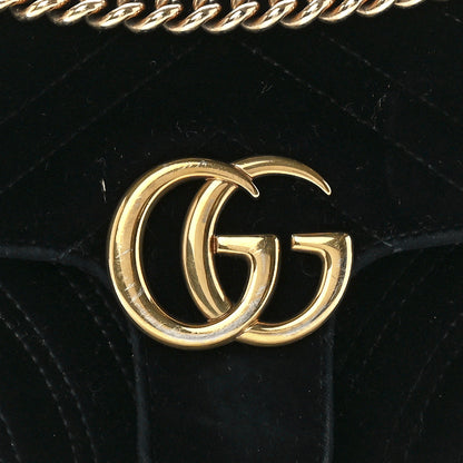Gucci Velvet Matelasse Mini GG Marmont Shoulder Bag Black 9 of 12