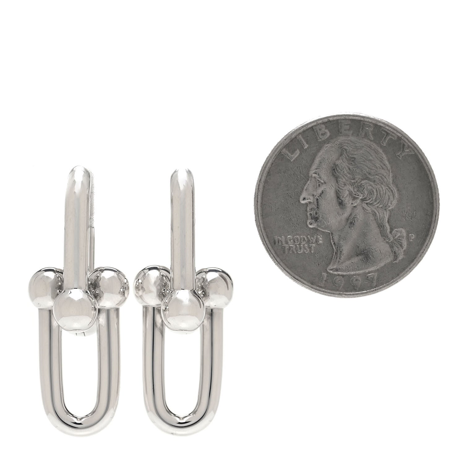 Tiffany Sterling Silver Large HardWear Link Earrings 2 of 4