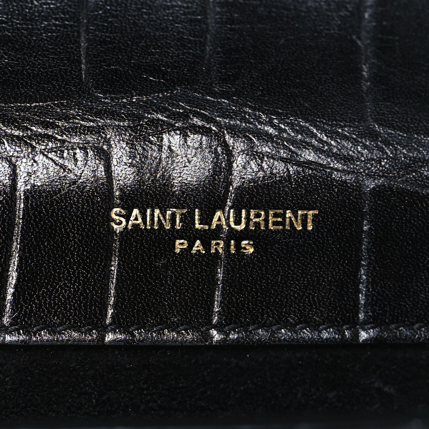 Saint Laurent Calfskin Embossed Crocodile North South Kaia Satchel Black 6 of 8