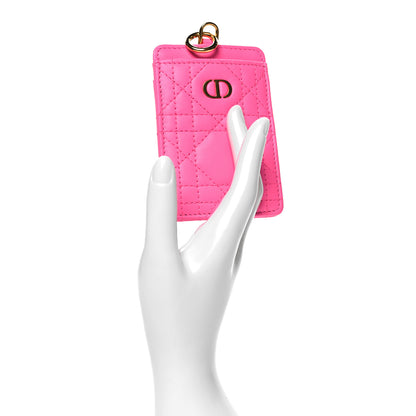 Christian Dior Calfskin Cannage Caro Card Holder Pink 2 of 8