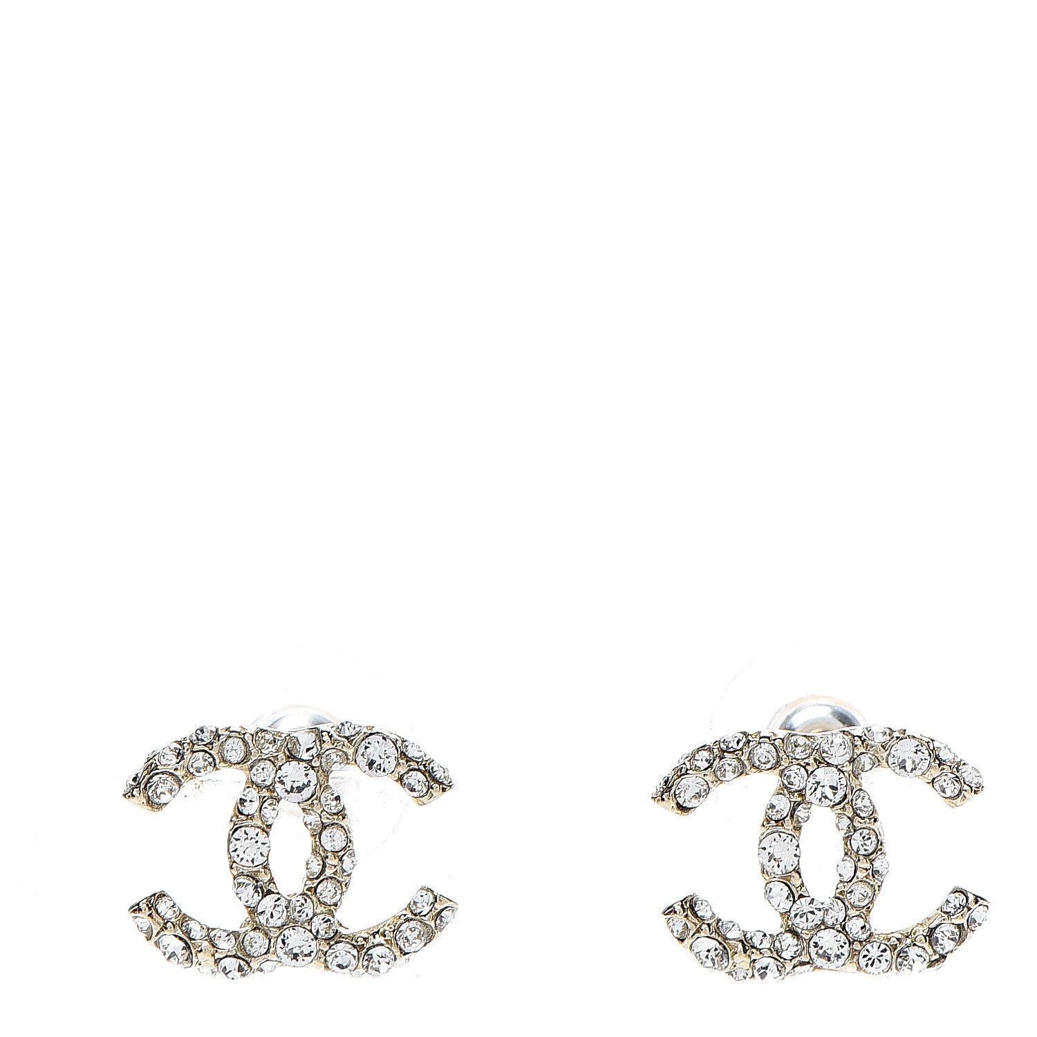 Chanel Crystal CC Earrings Light Gold 1 of 5