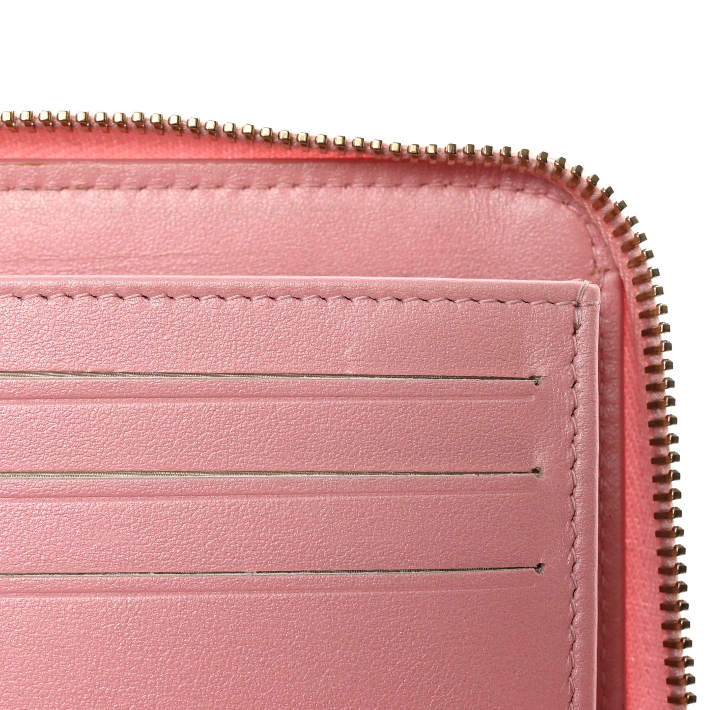 Iridescent Caviar Quilted Large Zip Around Organizer Wallet Pink
