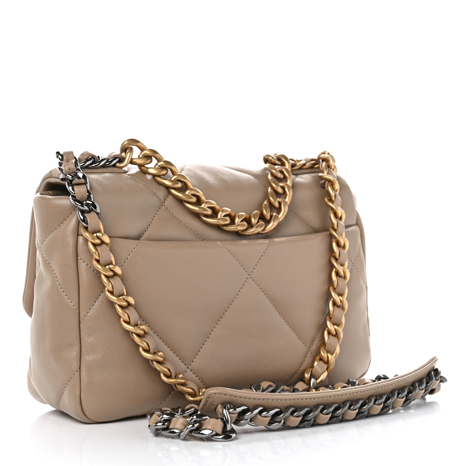 Chanel Lambskin Quilted Medium Chanel 19 Flap Dark Beige 3 of 11