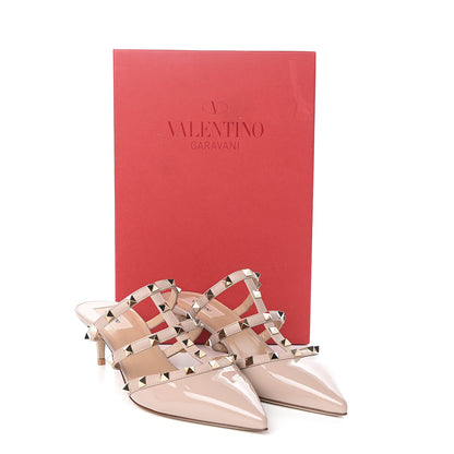Valentino Garavani Patent Nappa Rockstud 50mm Cage Mules 39.5 Poudre 9 of 9