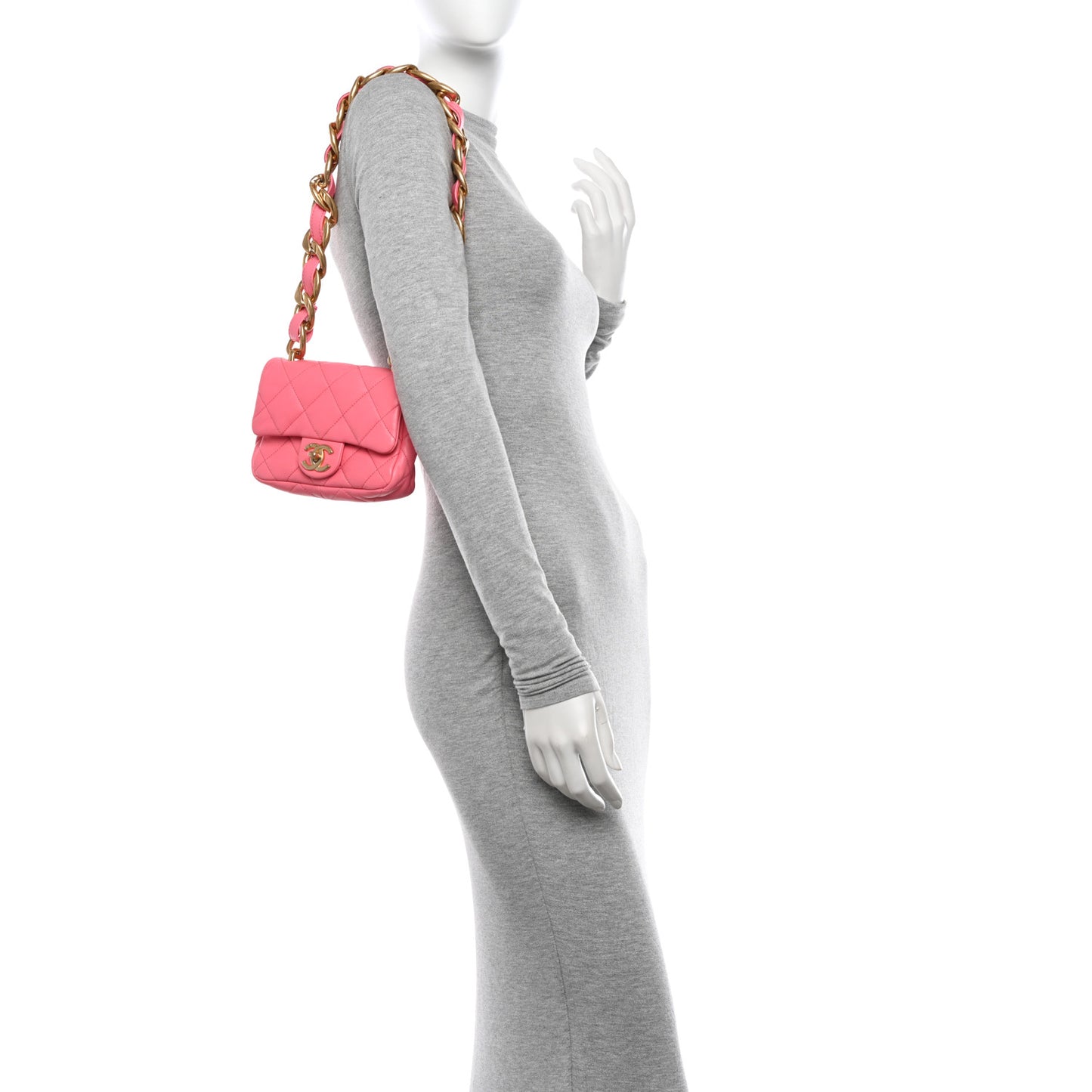 Lambskin Quilted Mini Funky Town Flap Pink