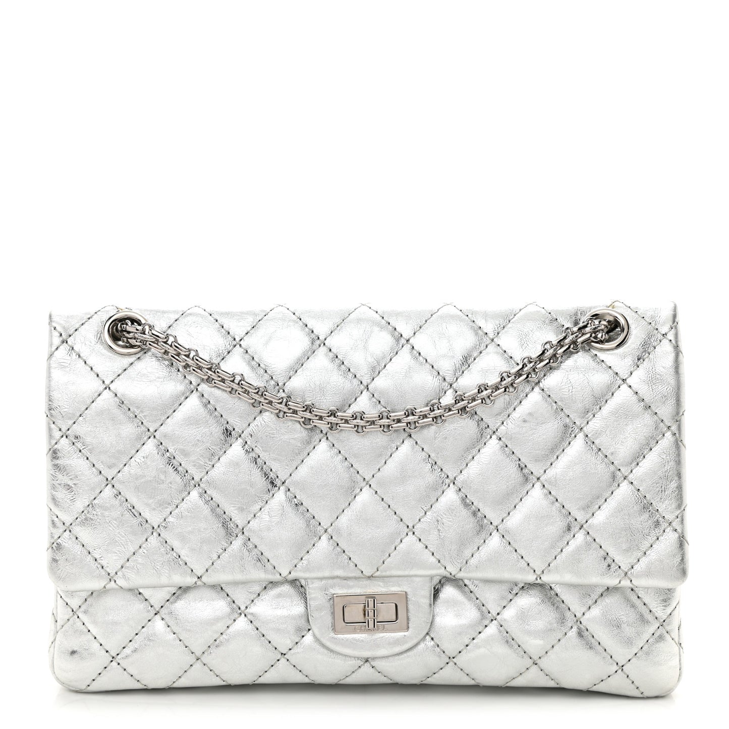Metallic Aged Calfskin Quilted 2.55 Reissue 226 Flap Silver
