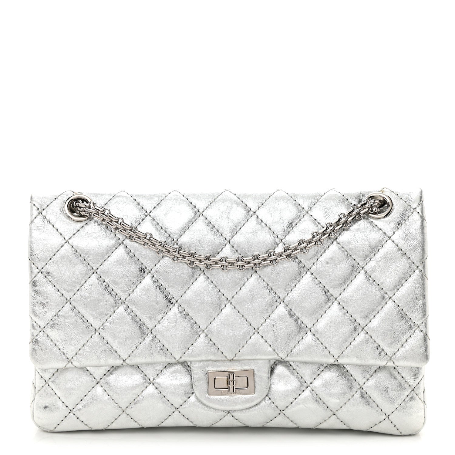 Chanel Metallic Aged Calfskin Quilted 2.55 Reissue 226 Flap Silver 1 of 10