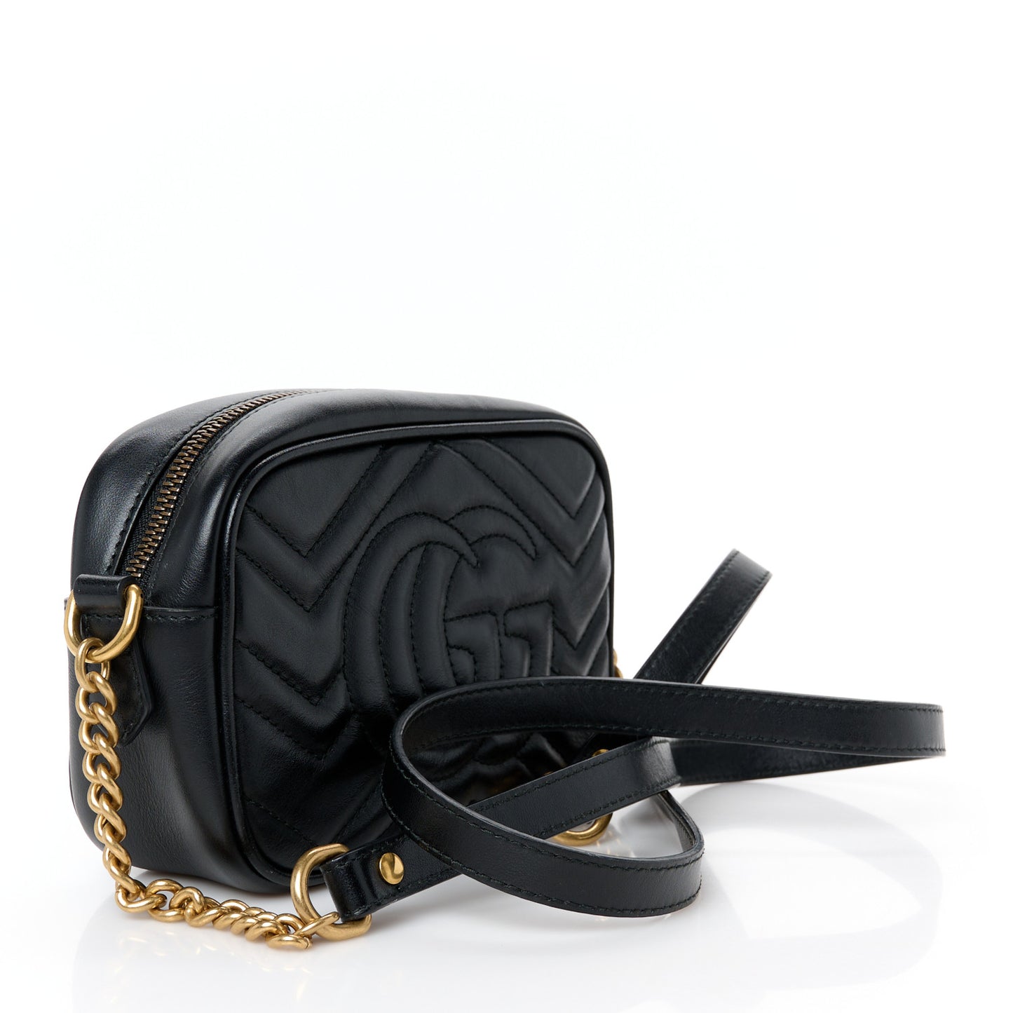 Calfskin Matelasse Mini GG Marmont Chain Shoulder Bag Black