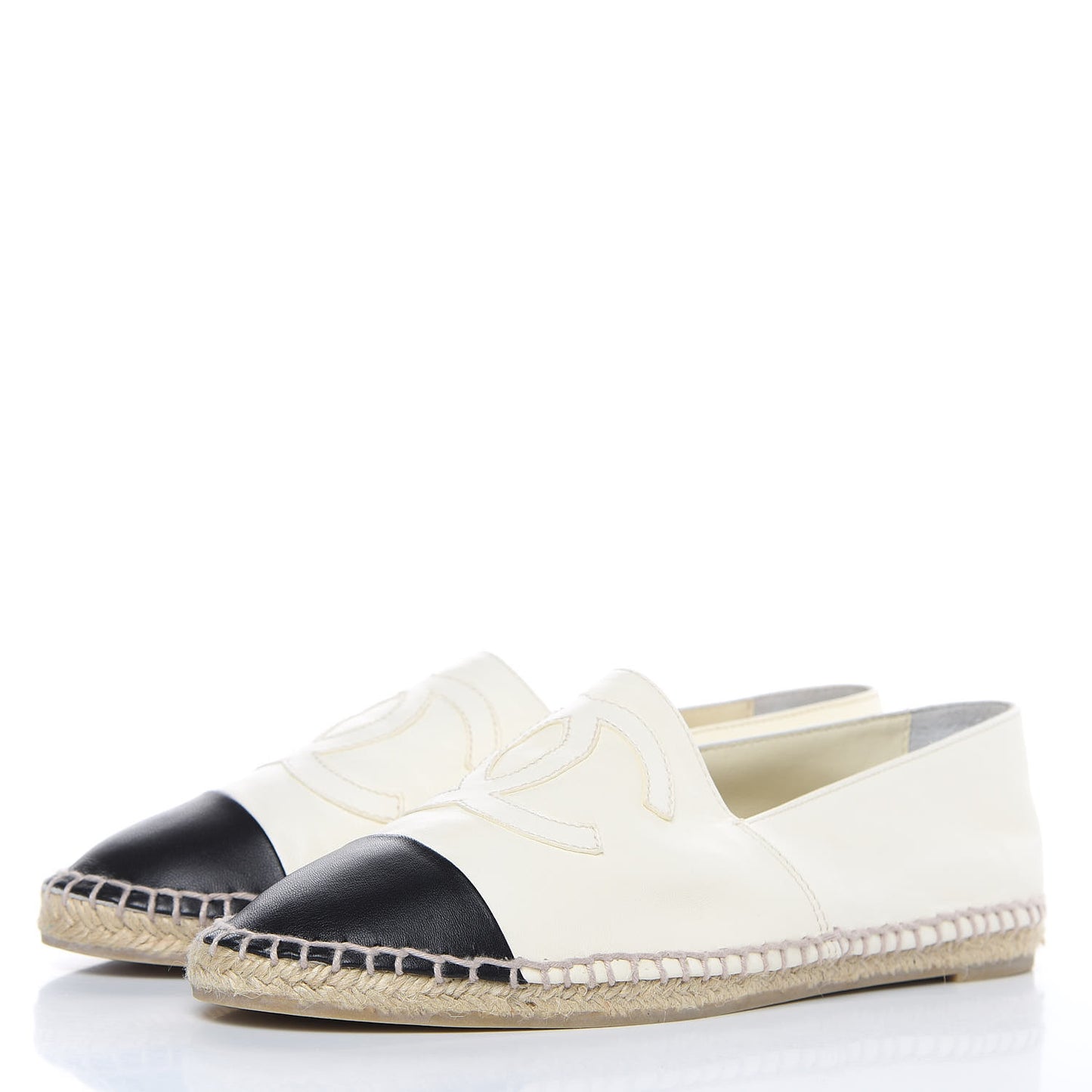 Lambskin CC Espadrilles 38 White Black
