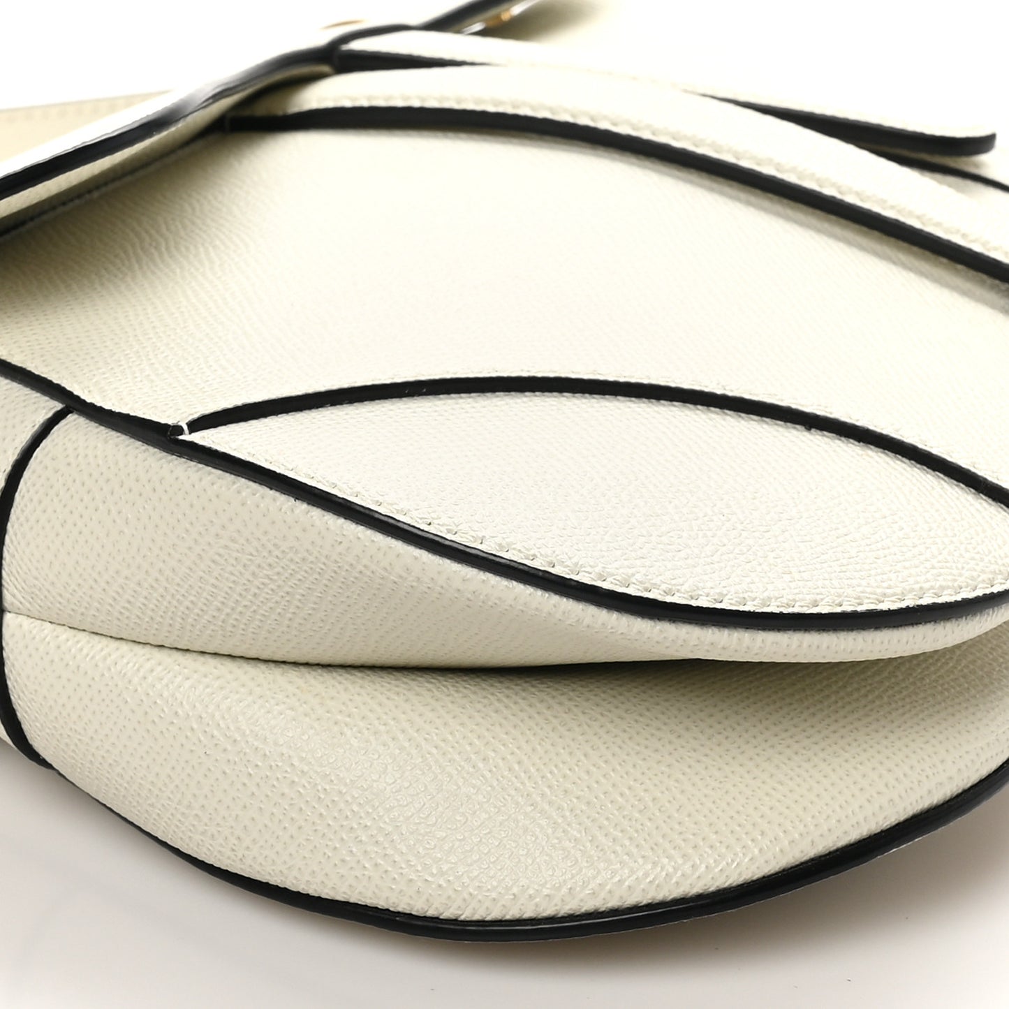 Grained Calfskin Saddle Bag White