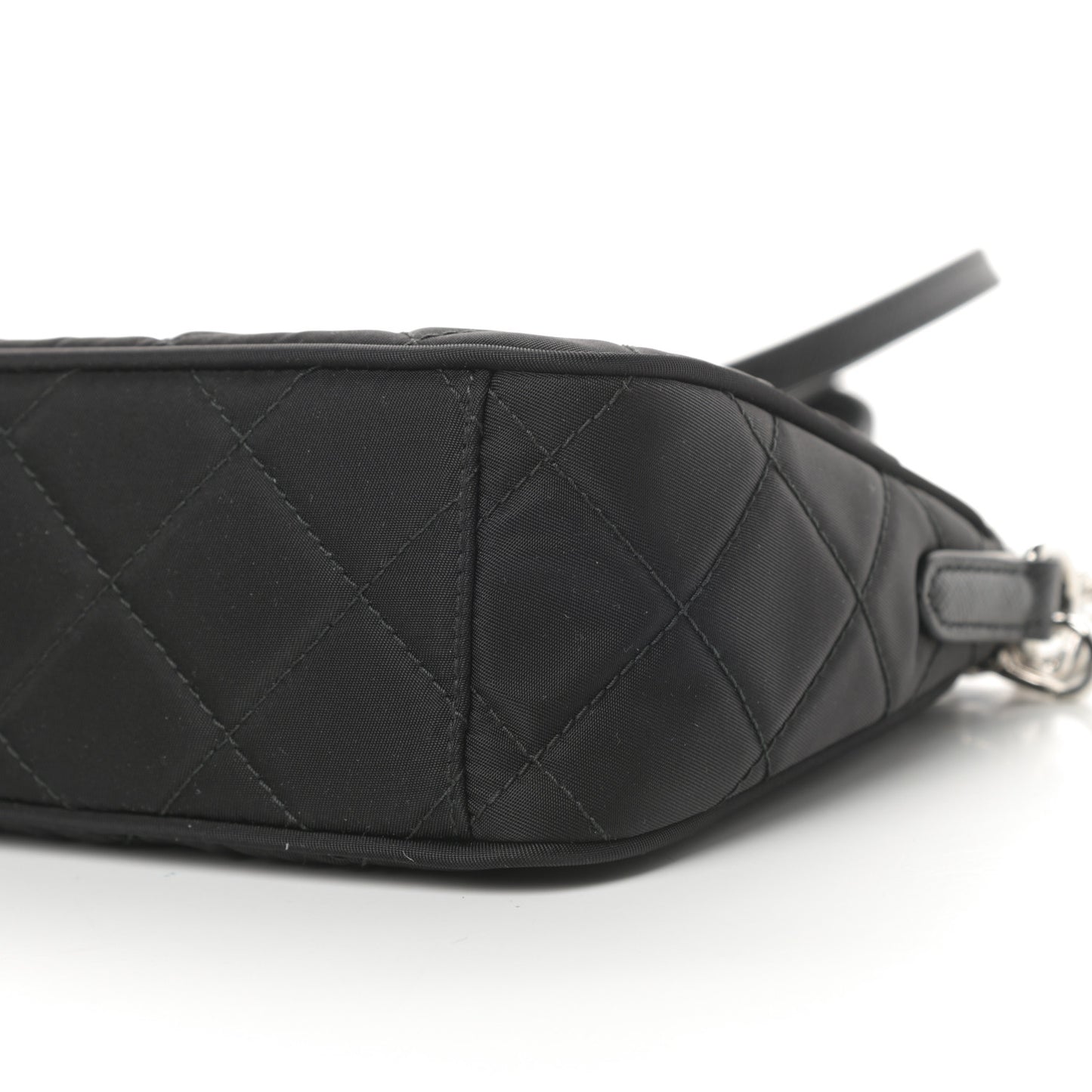 Nylon Tessuto Impuntu Quilted Crossbody Bag Black