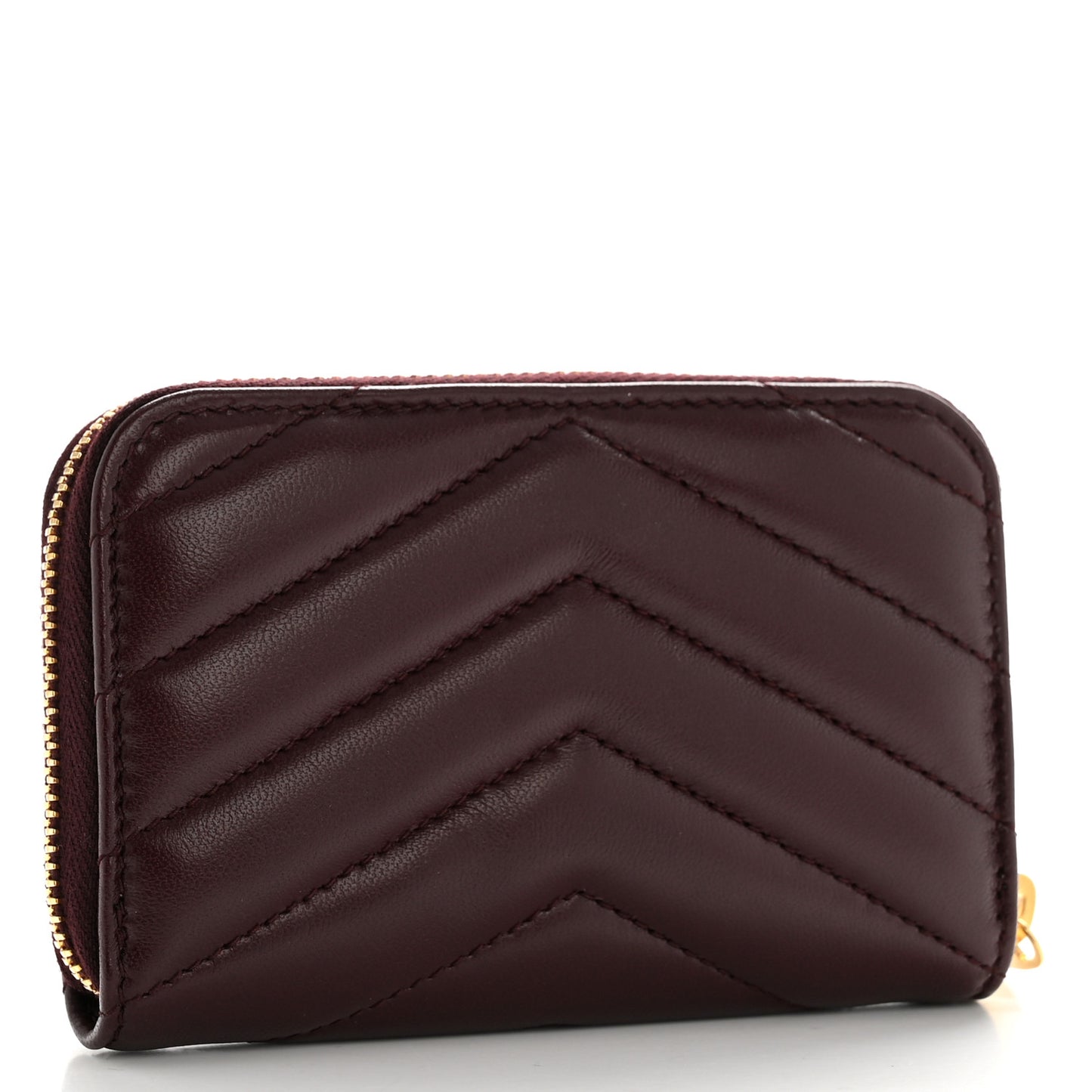Lambskin Matelasse Chevron Monogram Cassandre Compact Zip Around Card Wallet Hot Wine