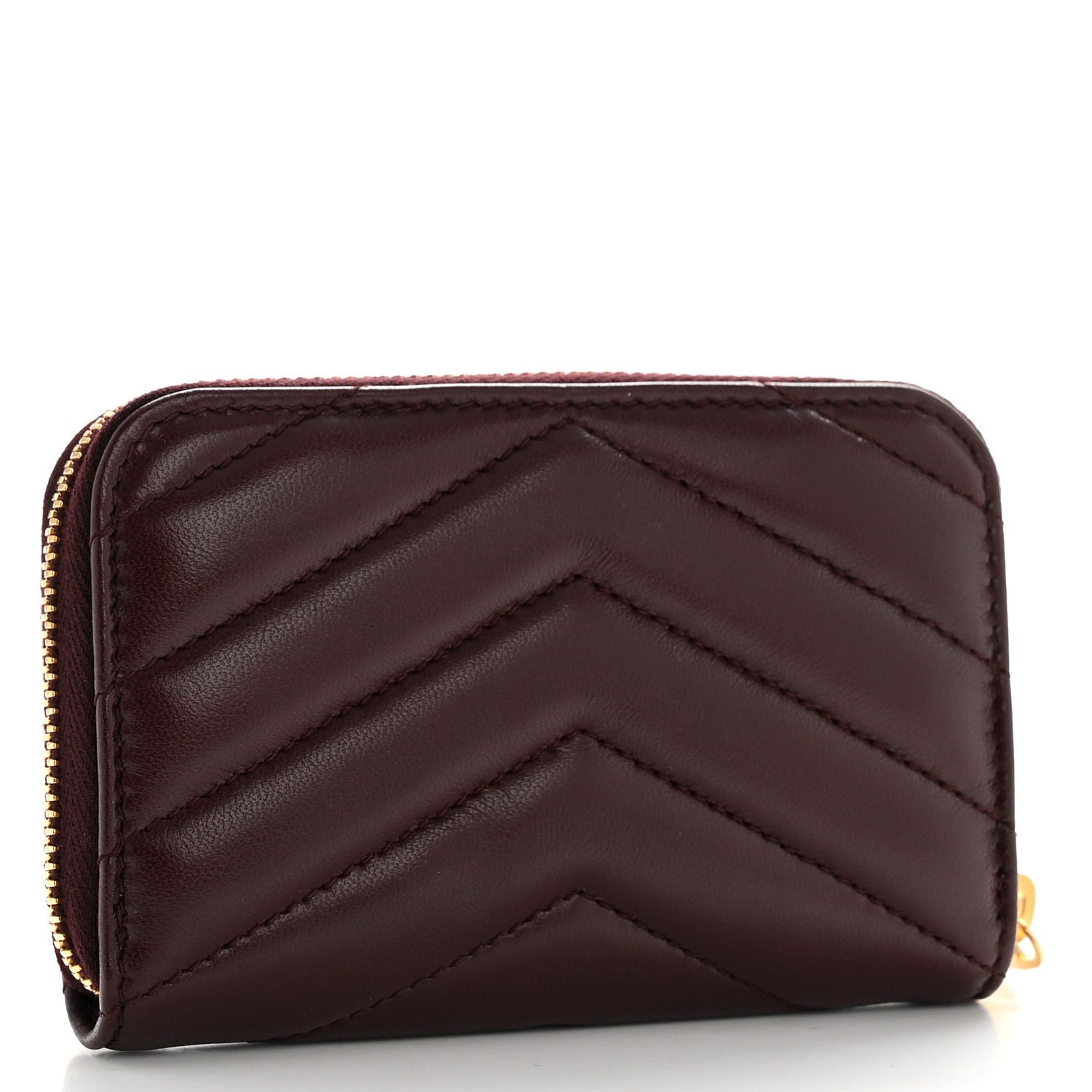 Saint Laurent Lambskin Matelasse Chevron Monogram Cassandre Compact Zip Around Card Wallet Hot Wine 3 of 8