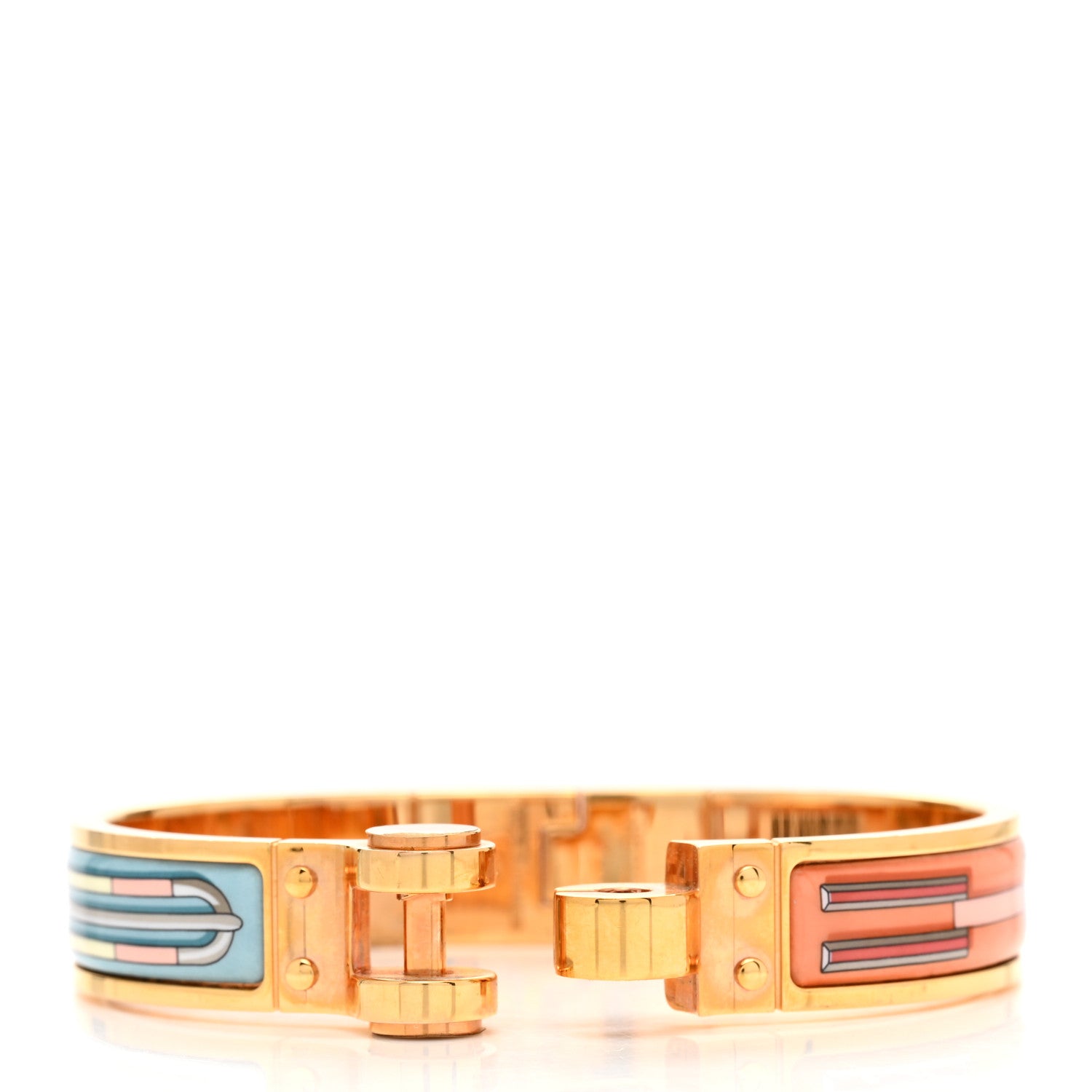 Hermes Enamel Printed Narrow En Boucles Hinged Bracelet S Romantique 5 of 5