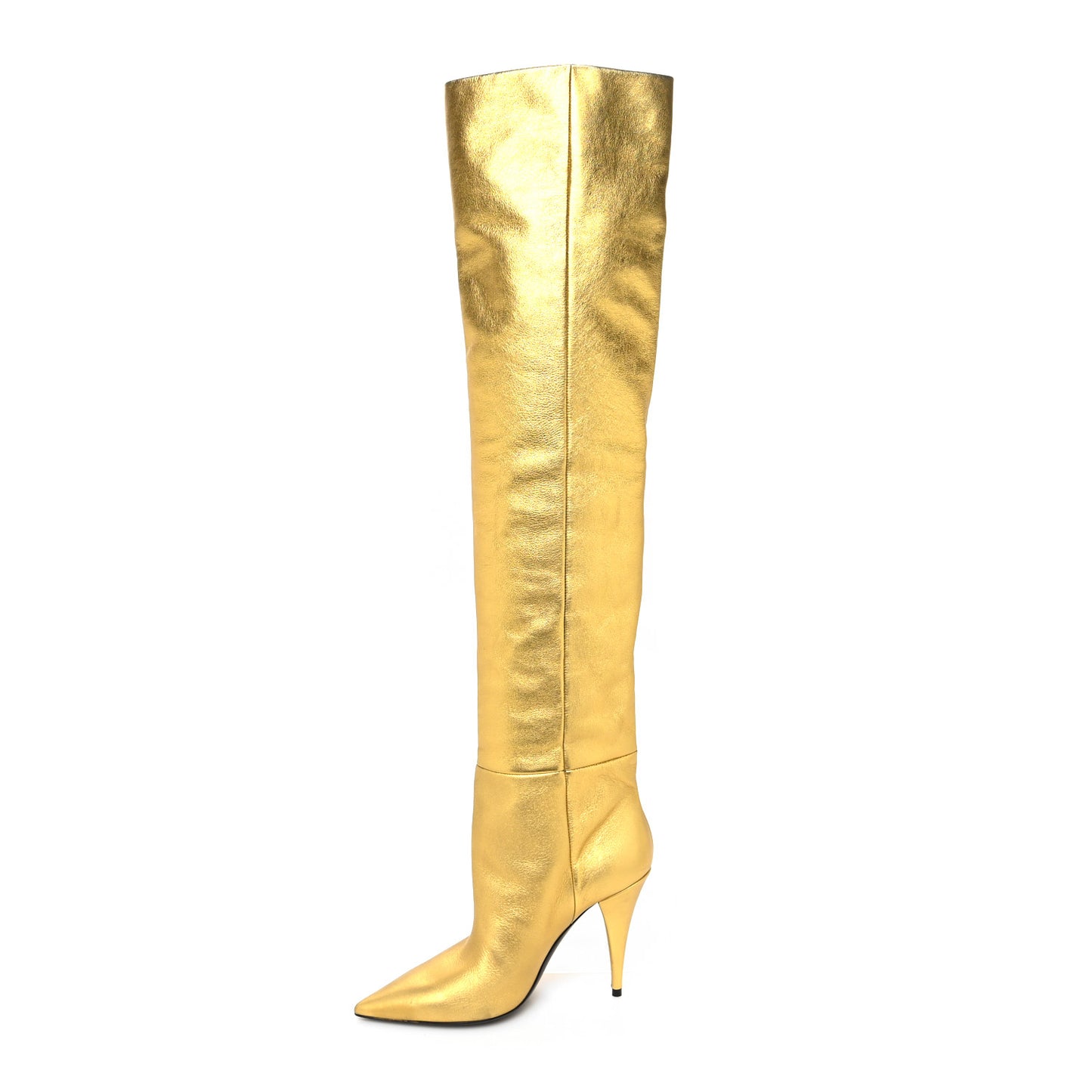 Metallic Calfskin Kiki Over The Knee Boots 36 Gold