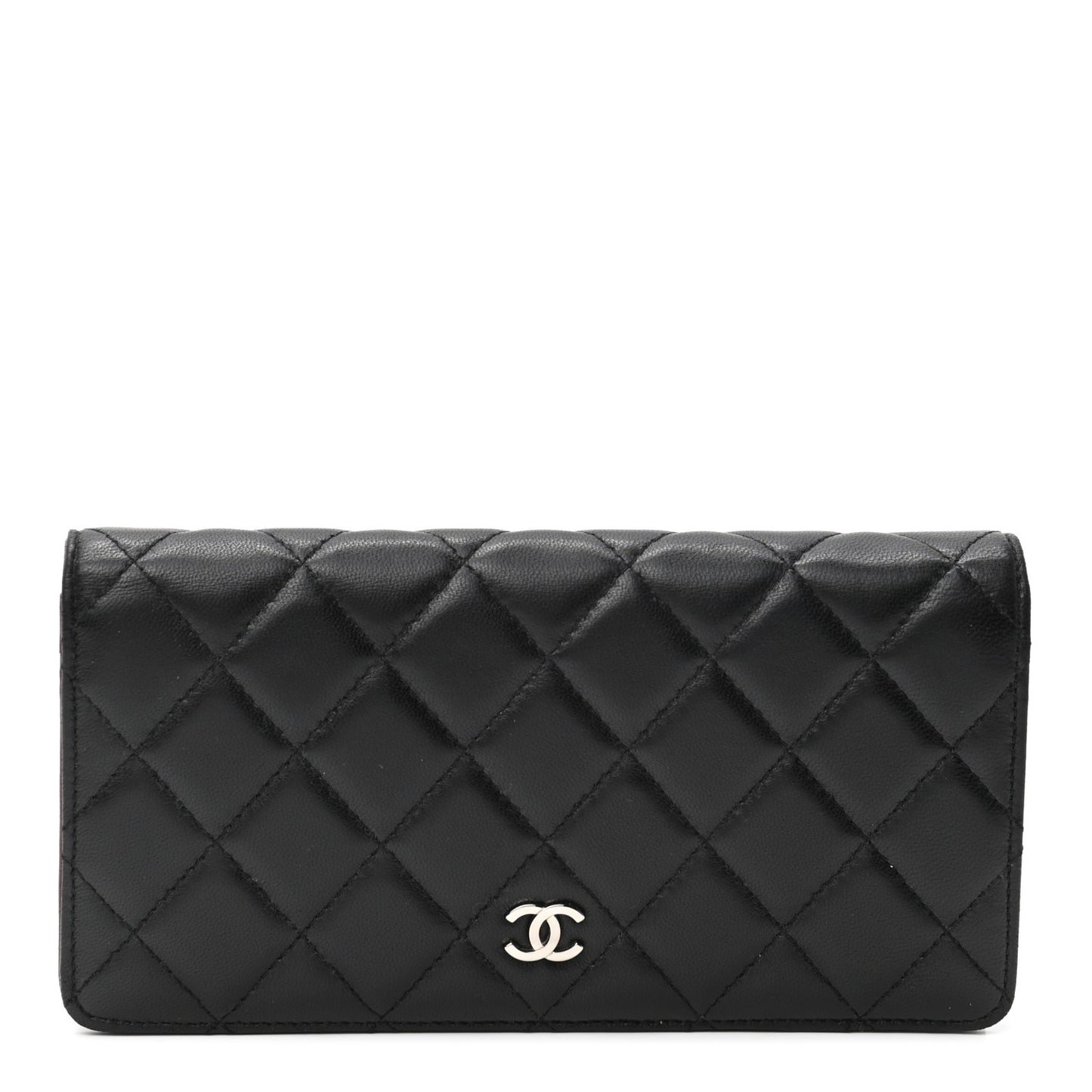 Lambskin Quilted Yen Wallet Black