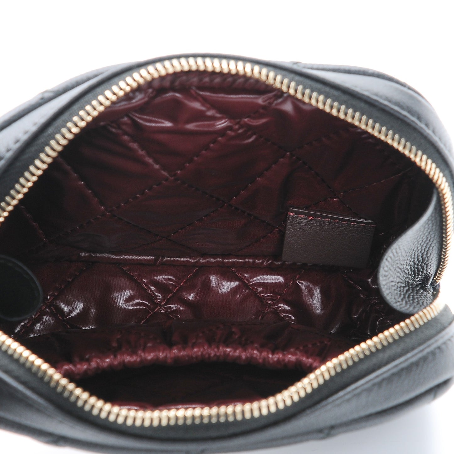 Caviar Quilted Small Curvy Pouch Cosmetic Case Black